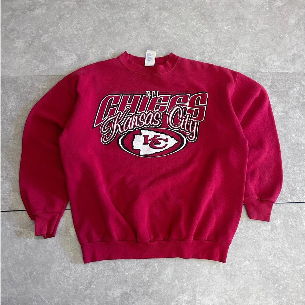 90s Vintage Kansas City Chiefs Logo7 Red Crewneck Size L